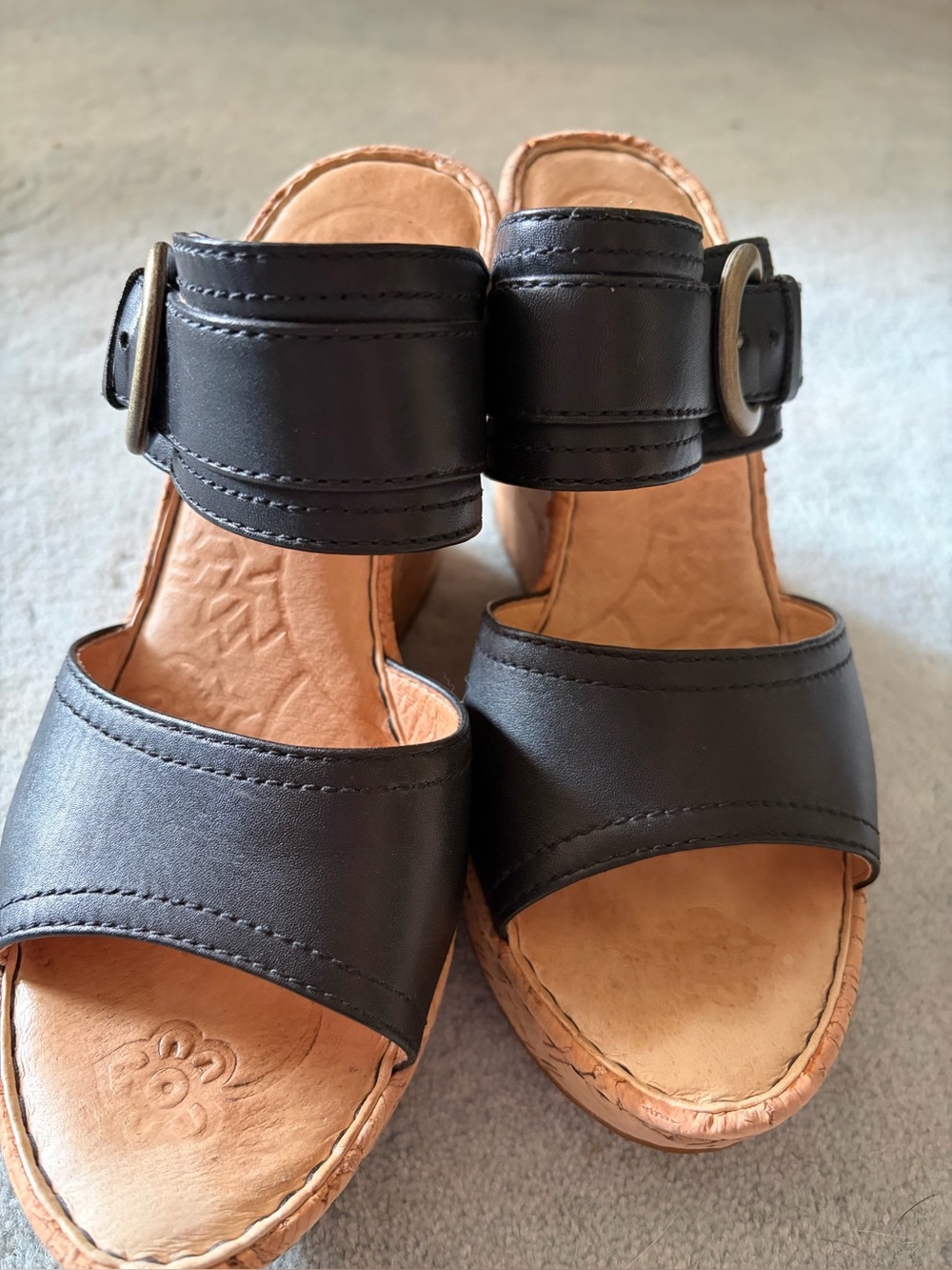 Born Black Women's Buckle Strap Sandals